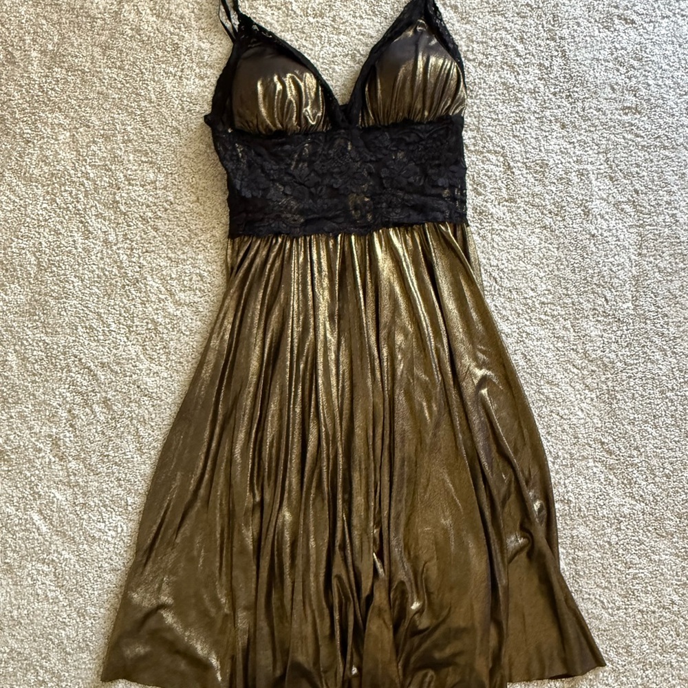 Gold and Black Lace Dress
